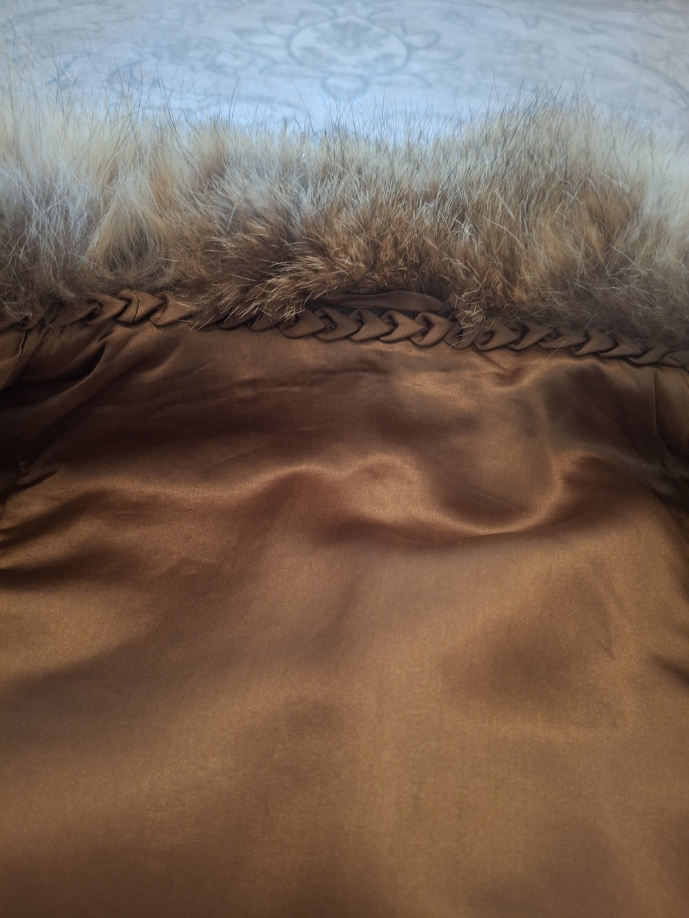 Women's Vintage Multi-Tone Red/Brown Fox Fur Coat Jacket - Picture 9 of 9